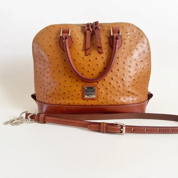 Dooney & Bourke Ostrich Zip Zip Satchel Bag Shoulder Crossbody Leather Old Money - Picture 1 of 16